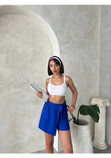 Fiyonklu Şort Etek Saks S255021 indirimleri