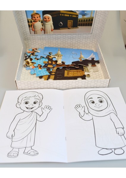 Mescid-I Haram 54 Parça Çocuk Puzzle – Hikâye Kitabı ve Boyama Kitabı Hediyeli, Özel Kutulu modelleri