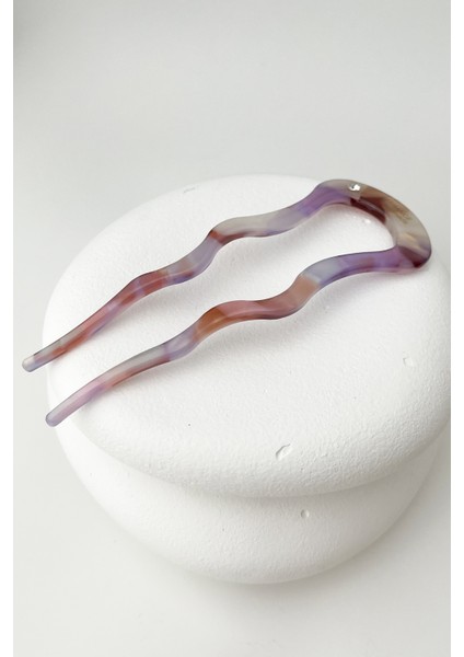 France-Handmade Tek Taşlı Kemik Saç Topuz Tokası (11 Cm)