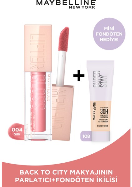 Maybelline Lifter Gloss 004 Silk & Maybelline Lumi Matte 108 Mini Fondöten Hediyeli Set