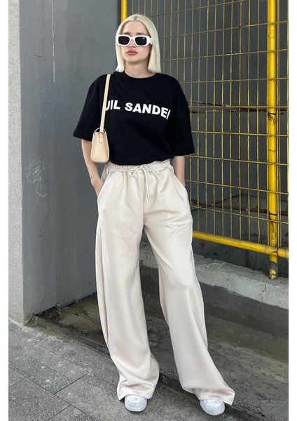 Bej Geniş Paça Modal Kadın Eşofman Altı MG2122 fırsatları