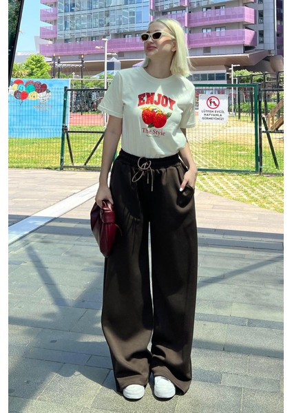 Kahverengi Geniş Paça Modal Kadın Eşofman Altı MG2122