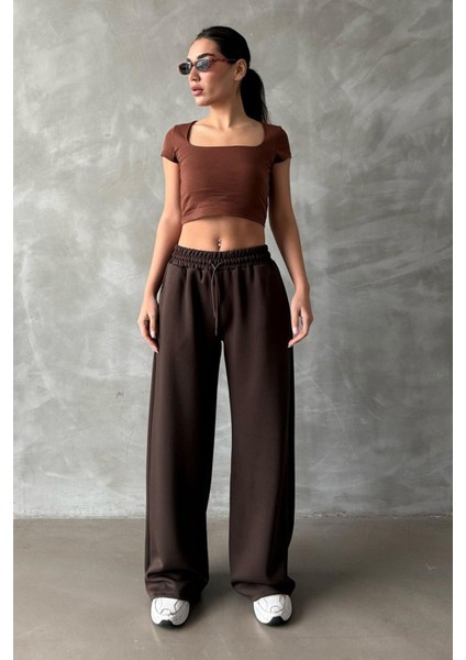 Kahverengi Geniş Paça Modal Kadın Eşofman Altı MG2122 fiyatları