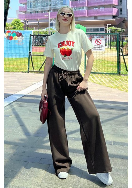 Kahverengi Geniş Paça Modal Kadın Eşofman Altı MG2122 fırsatları