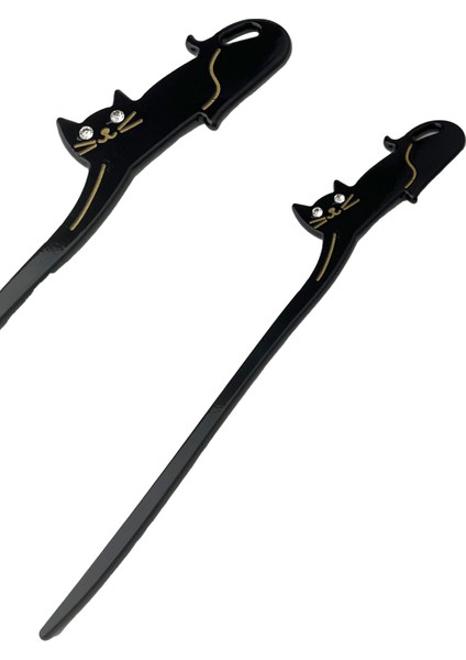 Yatan Kedi Figürlü Çubuk Saç Topuz Tokası (17CM)