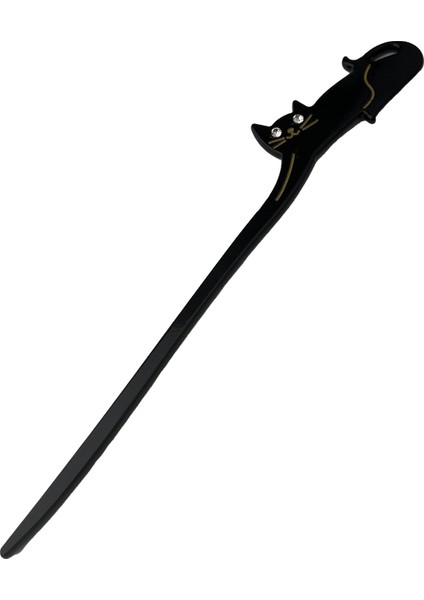 Yatan Kedi Figürlü Çubuk Saç Topuz Tokası (17CM) fiyatları