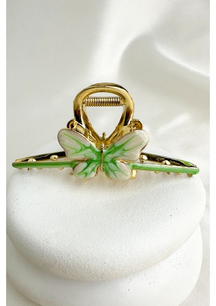 Altın Rengi Mineli Metal Kelebek Kıskaç Toka (10CM)