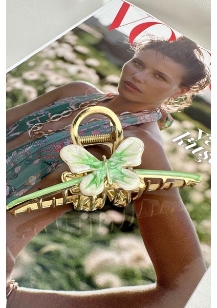 Altın Rengi Mineli Metal Kelebek Kıskaç Toka (10CM) fırsatları