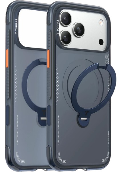 Apple iPhone 17 Pro Max O Stand Spin Air Serisi Magsafe Kılıf - Lacivert