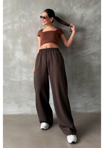 Kahverengi Geniş Paça Modal Kadın Eşofman Altı MG2122 indirimleri