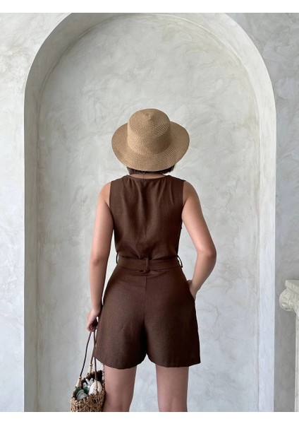 Kuşaklı Şortlu Tulum fırsatları