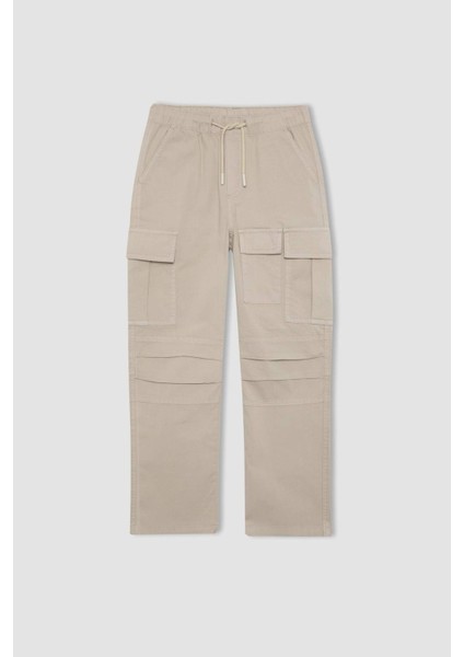 Erkek Çocuk Kargo Cepli Düz Paça Gabardin Pantolon B5924A824SP