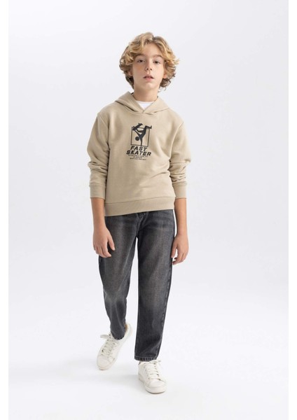 Erkek Çocuk Baskılı Kapüşonlu Sweatshirt B8998A823CW