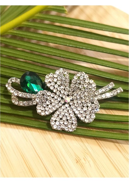 Yeşil Taşlı Figürlü Broş