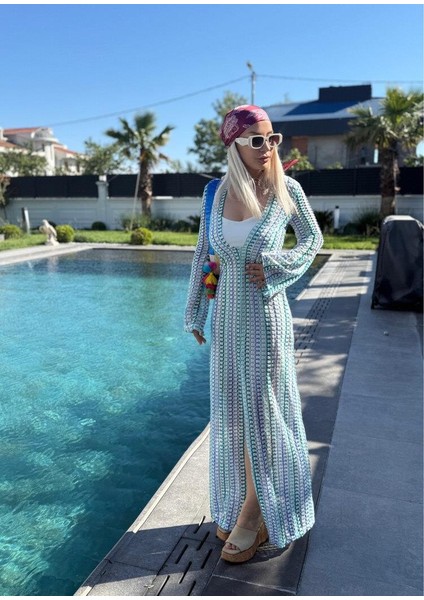 Geniş Kol Çok Renkli Pareo Kadın Elbise modelleri