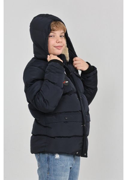 Kışlık Yoğun Şişme Elyaf Dolum Kapüşonlu Kalın Su Geçirmez Erkek Çocuk Mont fırsatları