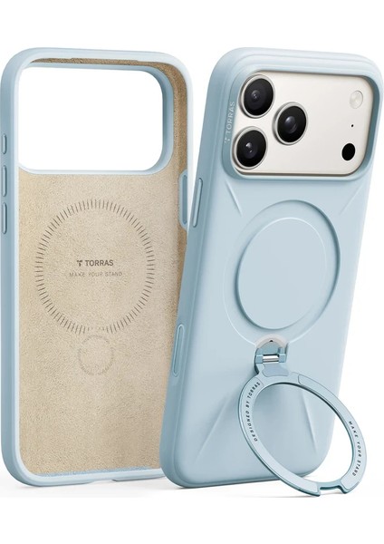 Apple iPhone 17 Pro O Stand Spin Silicone Serisi Magsafe Kılıf - Açık Mavi fiyatları