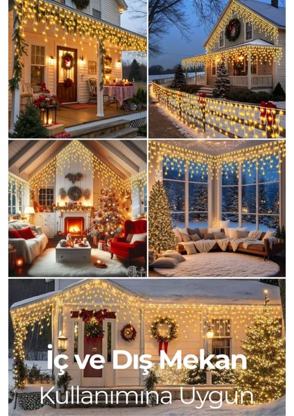 8 Metre 240 Ledli Perde LED Işık Usbli Kumandalı Modlu 40 Saçaklı Dekoratif LED Işık Gün Işığı Saçak boyu 50-60-70cm