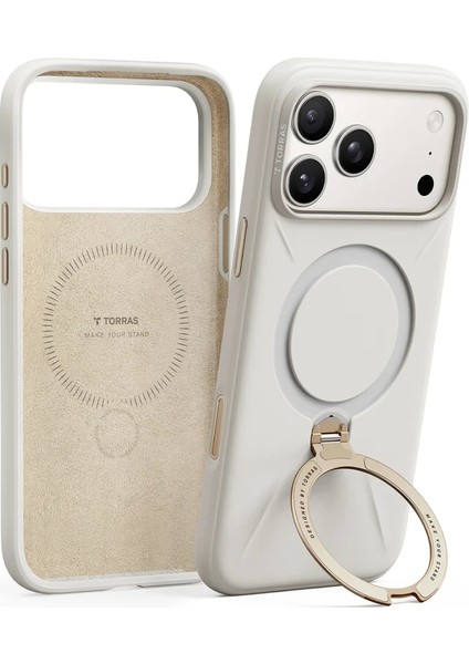 Apple iPhone 17 Pro Max O Stand Spin Silicone Serisi Magsafe Kılıf - Beyaz fiyatları