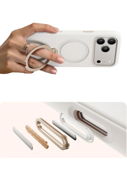 Apple iPhone 17 Pro Max O Stand Spin Silicone Serisi Magsafe Kılıf - Beyaz indirimleri