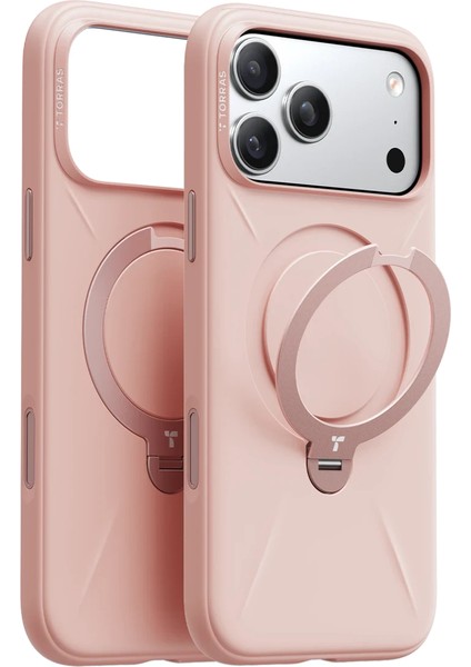 Apple iPhone 17 Pro Max O Stand Spin Silicone Serisi Magsafe Kılıf - Pembe