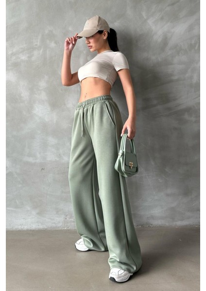 Çağla Yeşili Geniş Paça Modal Kadın Eşofman Altı MG2122 fiyatları