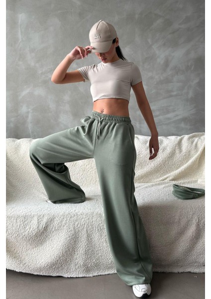 Çağla Yeşili Geniş Paça Modal Kadın Eşofman Altı MG2122 fırsatları