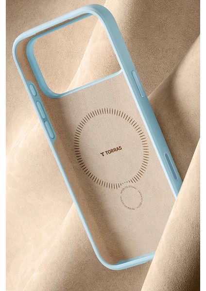 Apple iPhone 17 Pro Max O Stand Spin Silicone Serisi Magsafe Kılıf - Açık Mavi