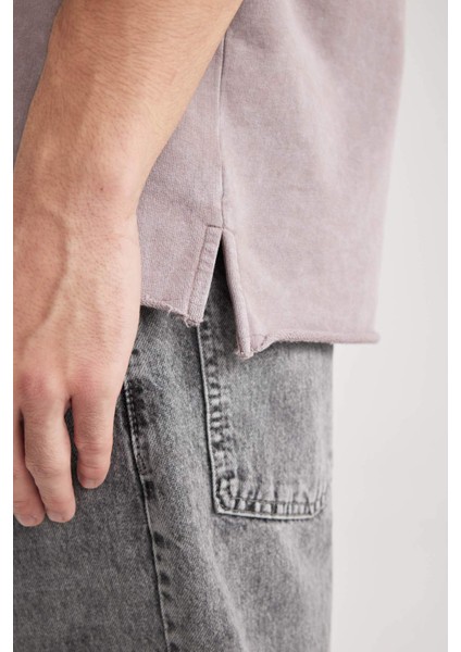 Comfort Regular Fit Rahat Kalıp Bisiklet Yaka Yıkamalı Soluk Efektli Kısa Kollu Tişört B9223AX23WN