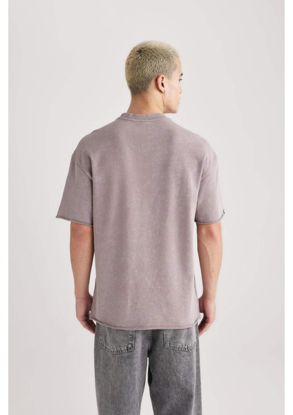 Comfort Regular Fit Rahat Kalıp Bisiklet Yaka Yıkamalı Soluk Efektli Kısa Kollu Tişört B9223AX23WN