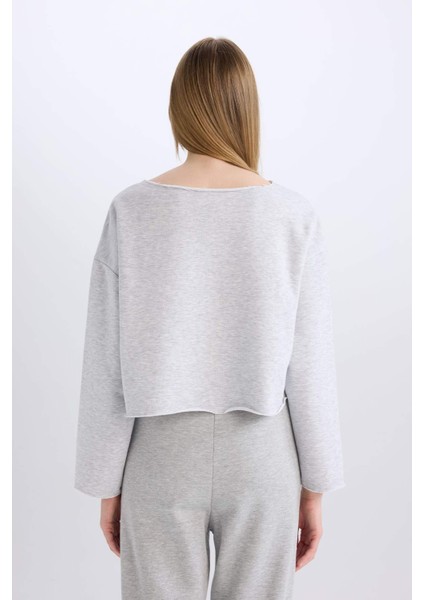 Bisiklet Yaka Uzun Kollu Casual Pijama Üstü-Fall in Love B1279AX23WN