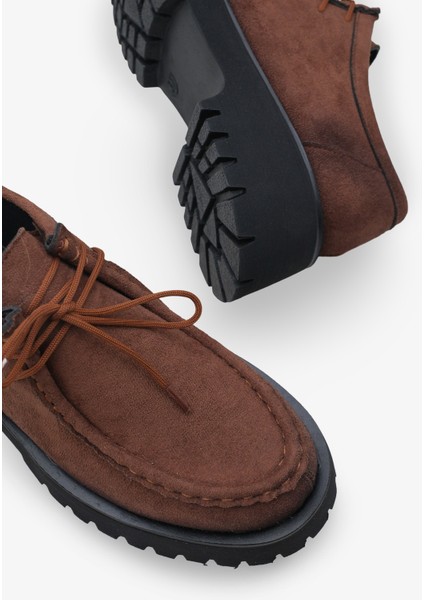 Kadın Loafer Kalın Taban Bağcıklı Günlük Ayakkabı Ferisley Kahve Süet modelleri