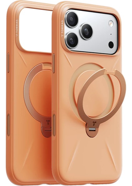 Apple iPhone 17 Pro O Stand Spin Silicone Serisi Magsafe Kılıf - Turuncu