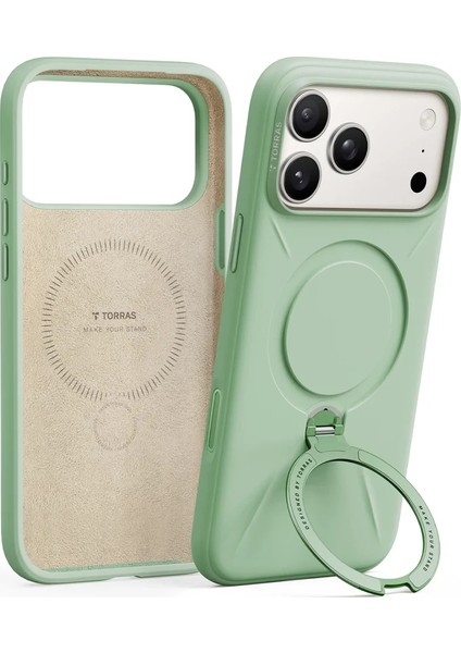 Apple iPhone 17 Pro Max O Stand Spin Silicone Serisi Magsafe Kılıf - Yeşil fiyatları