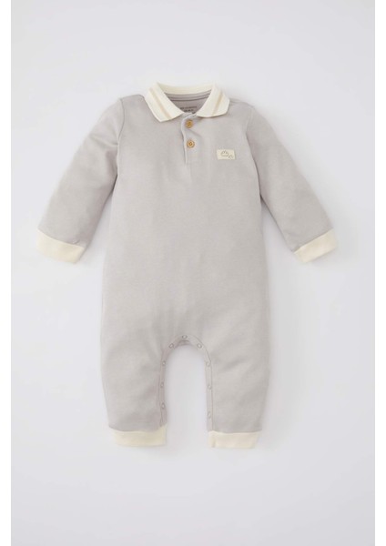 Erkek Bebek Yeni Doğan Polo Yaka Uzun Kollu Tulum B7658A524SP