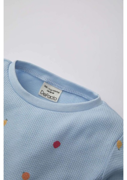 Kız Bebek Pijama Takım Meyve Desenli Uzun Kollu Waffle Üst Beli Lastikli Uzun Alt B7745A524SP