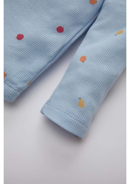 Kız Bebek Pijama Takım Meyve Desenli Uzun Kollu Waffle Üst Beli Lastikli Uzun Alt B7745A524SP