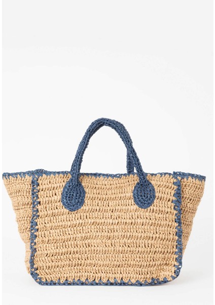 Kadın Yazı İşlemeli Hasır El Çantası B9278AXNS