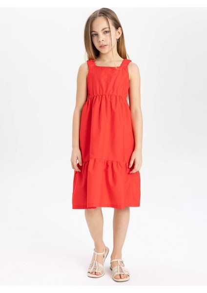 Kız Çocuk Poplin Askılı Elbise B4476A824SM