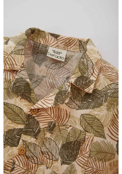 Erkek Bebek 2'li Takım Tropikal Desenli Flamlı Poplin Gömlek Şort