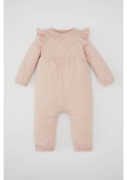 Kız Bebek Yeni Doğan Krinkıl Kumaş Uzun Kollu Tulum B9483A524SP