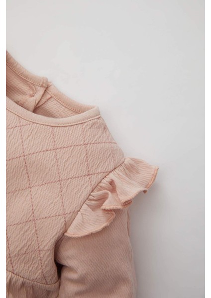 Kız Bebek Yeni Doğan Krinkıl Kumaş Uzun Kollu Tulum B9483A524SP