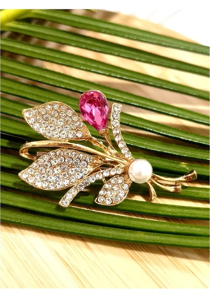 Gri Taşlı Figürlü Broş