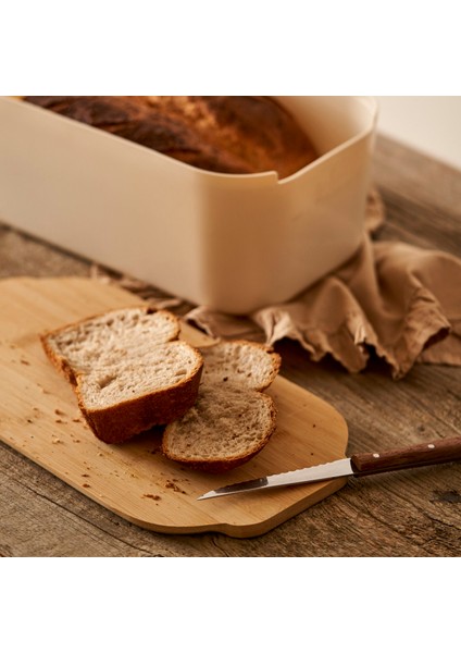 Breed 2in1 Kesme Tahtalı Ekmek Kutusu Krem (33X18,5X12 Cm)