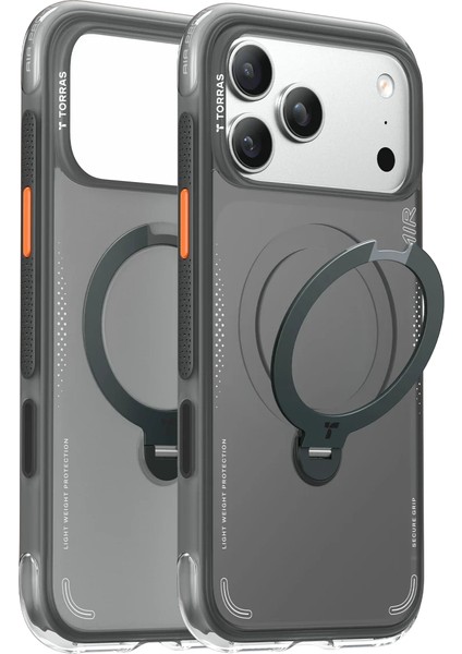 Apple iPhone 17 Pro Max O Stand Spin Air Serisi Magsafe Kılıf - Siyah