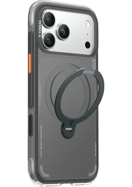 Apple iPhone 17 Pro Max O Stand Spin Air Serisi Magsafe Kılıf - Siyah modelleri