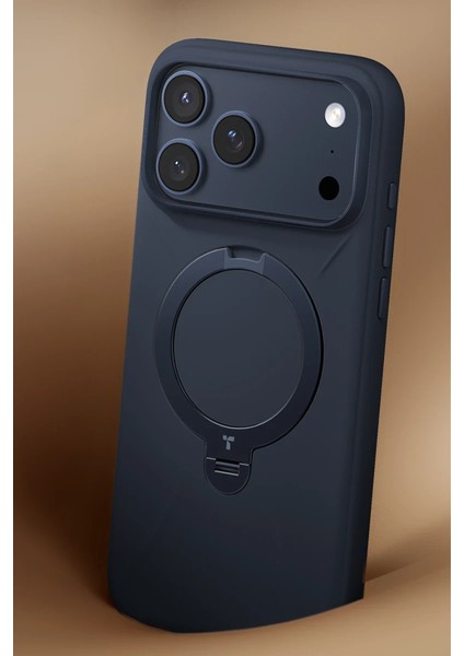 Apple iPhone 17 Pro O Stand Spin Silicone Serisi Magsafe Kılıf - Lacivert modelleri
