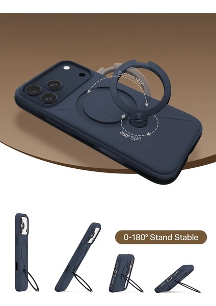 Apple iPhone 17 Pro O Stand Spin Silicone Serisi Magsafe Kılıf - Lacivert fırsatları