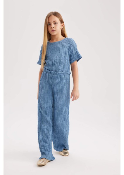 Kız Çocuk Kısa Kollu Uzun Tulum B4637A824SM