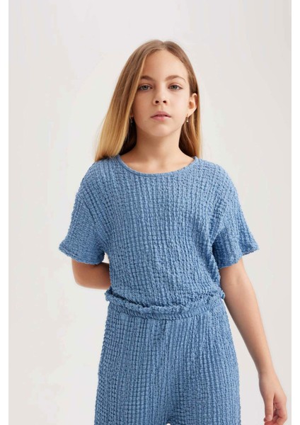 Kız Çocuk Kısa Kollu Uzun Tulum B4637A824SM